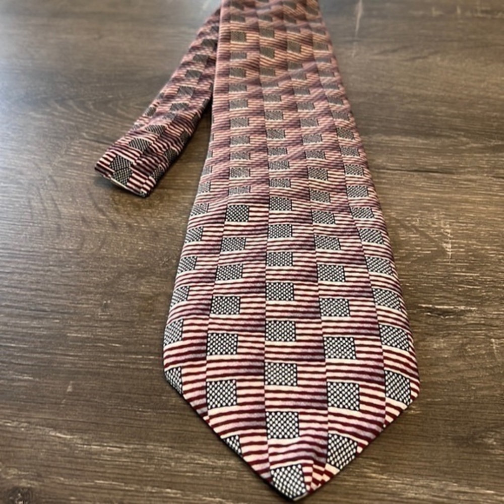 Carlos Devenzia Men’s Silk Necktie Patriotic Flag Red White Blue
